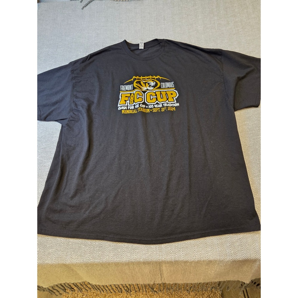 Gildan DryBlend T-Shirt Mens 5XL Black F&C Cup Fremont Columbus Football Graphic